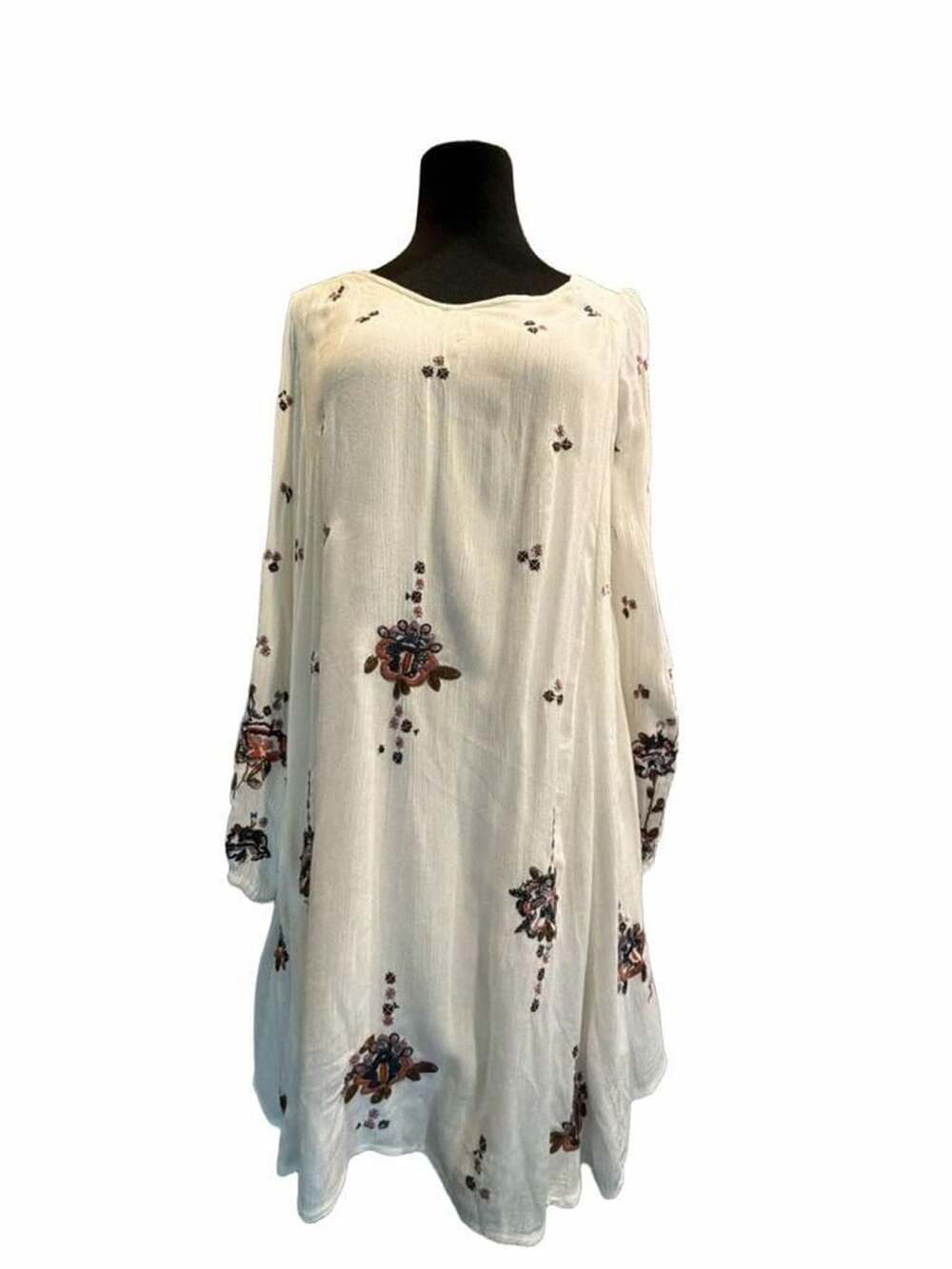778 Free People Oxford Embroidered Shift Dress Size XS White